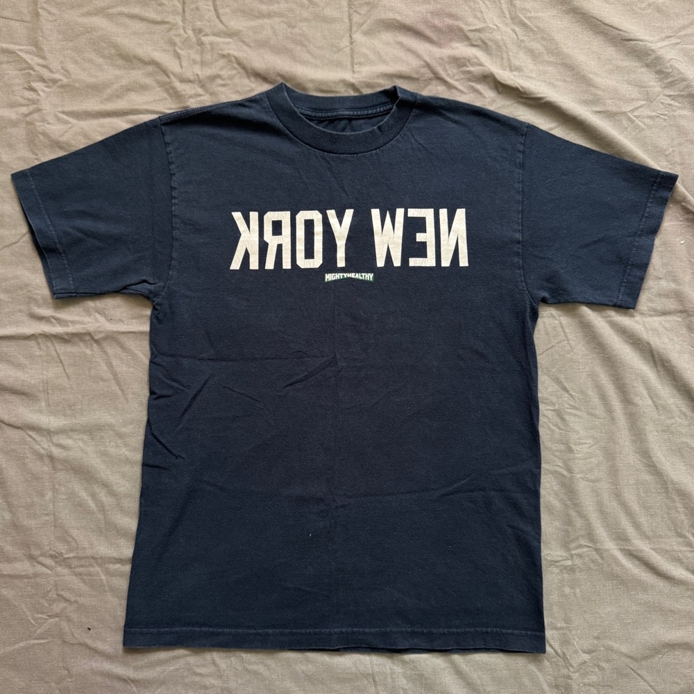 Mighty Healthy Navy Blue New York Reversed Graphic T-Shirt Size M